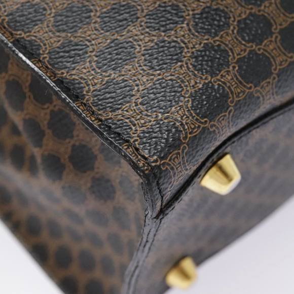 CELINE Macadam Canvas Hand Bag PVC Leather Black Gold Auth 91655 - Picture 16 of 16